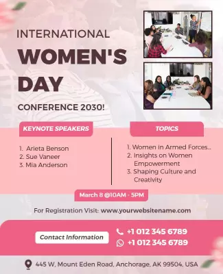 Empowering Women's Day Conference Celebrating Creativity Poster Template