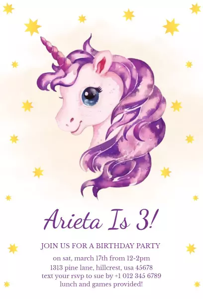 Enchanted Unicorn Magical Birthday Celebration Invitation Template