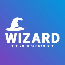 Enchanting Blue and Purple Wizard Hat Design Logo Template