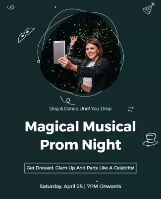 Enchanting Dark Themed Magical Musical Prom Night Poster Template