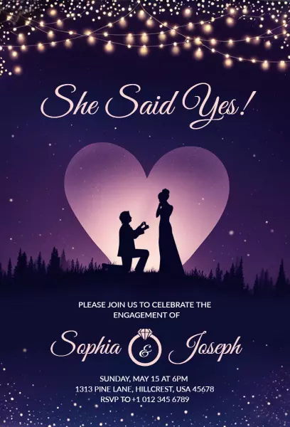Enchanting Night Sky Engagement Celebration Invitation Template