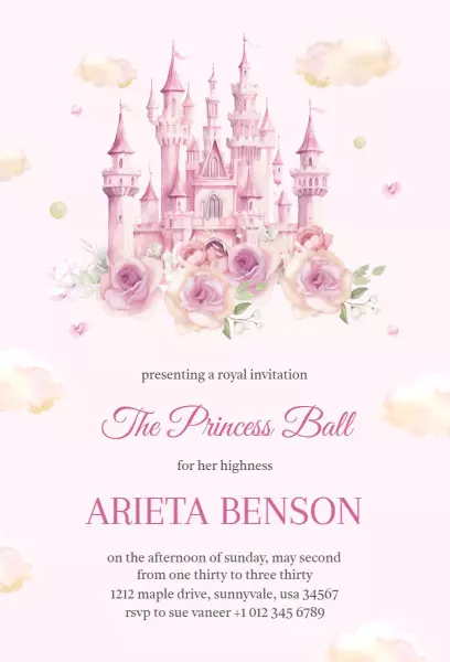 Enchanting Princess Ball Celebration Party Invitation Template