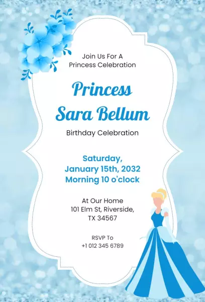 Enchanting Princess Themed Birthday Celebration Invitation Template