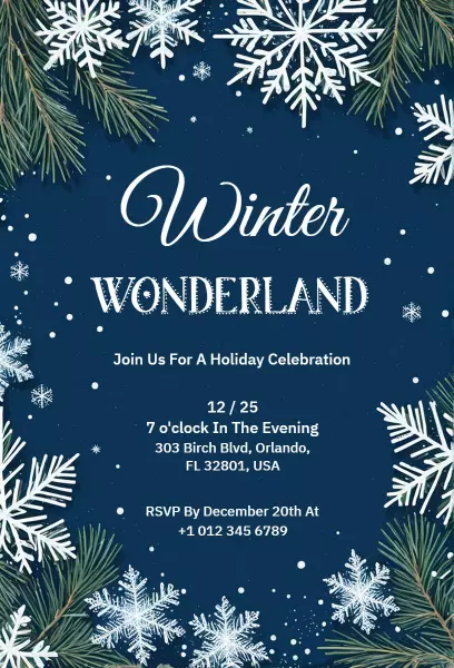 Enchanting Winter Wonderland Holiday Celebration Invitation Template