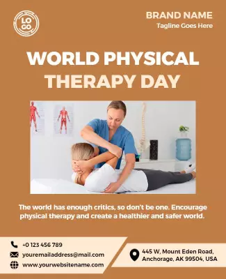 Encouraging Brown World Physical Therapy Day Awareness Poster Template