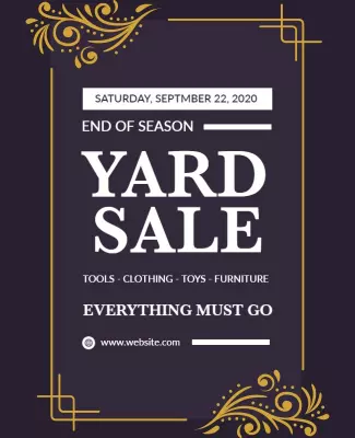 Elegant Black Gold End of Season Yard Sale Flyer Template