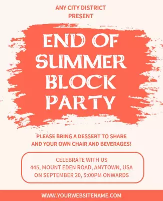 End Of Summer Block Party Flyer Template