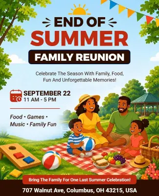 End of Summer Family Reunion Flyer Template