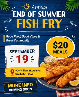 End of Summer Fish Fry Event Flyer Template