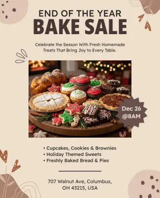 End of Year Holiday Bake Sale Flyer Template
