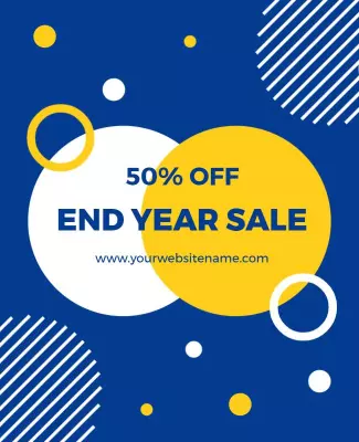 Dynamic Blue and Yellow End Year Sale Flyer Template