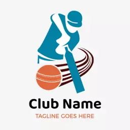 Energetic Blue and Orange Cricket Team Logo Featuring a Batter Logo Template