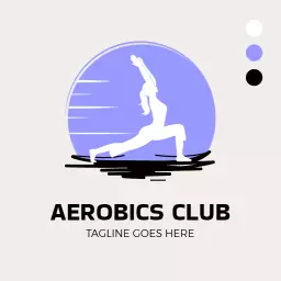 Energetic Blue and White Athlete Represents Aerobics Club Logo Template