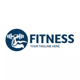 Energetic Blue and White Fitness Logo Showcasing Strength Training Logo Template