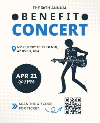 Energetic Blue Benefit Concert Music Event Poster Template