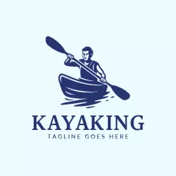 Energetic Blue Kayaker Navigating Calm Waters Logo Template