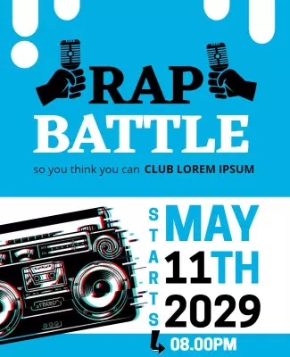 Energetic Blue Retro Rap Battle Event Poster Template