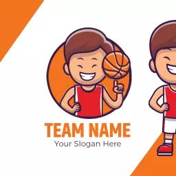 Energetic Cartoon Basketball Player with Team Name Logo Template