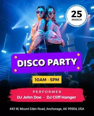 Energetic Disco Dance Party Event Flyer Template