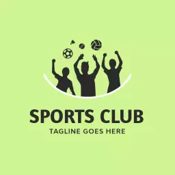 Energetic Green Background Celebrating Sports Club Logo Template