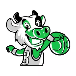 Energetic Green Cow Mascot Playing Basketball for Sports Logo Template