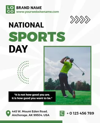 Energetic Green National Sports Day Celebration Poster Template