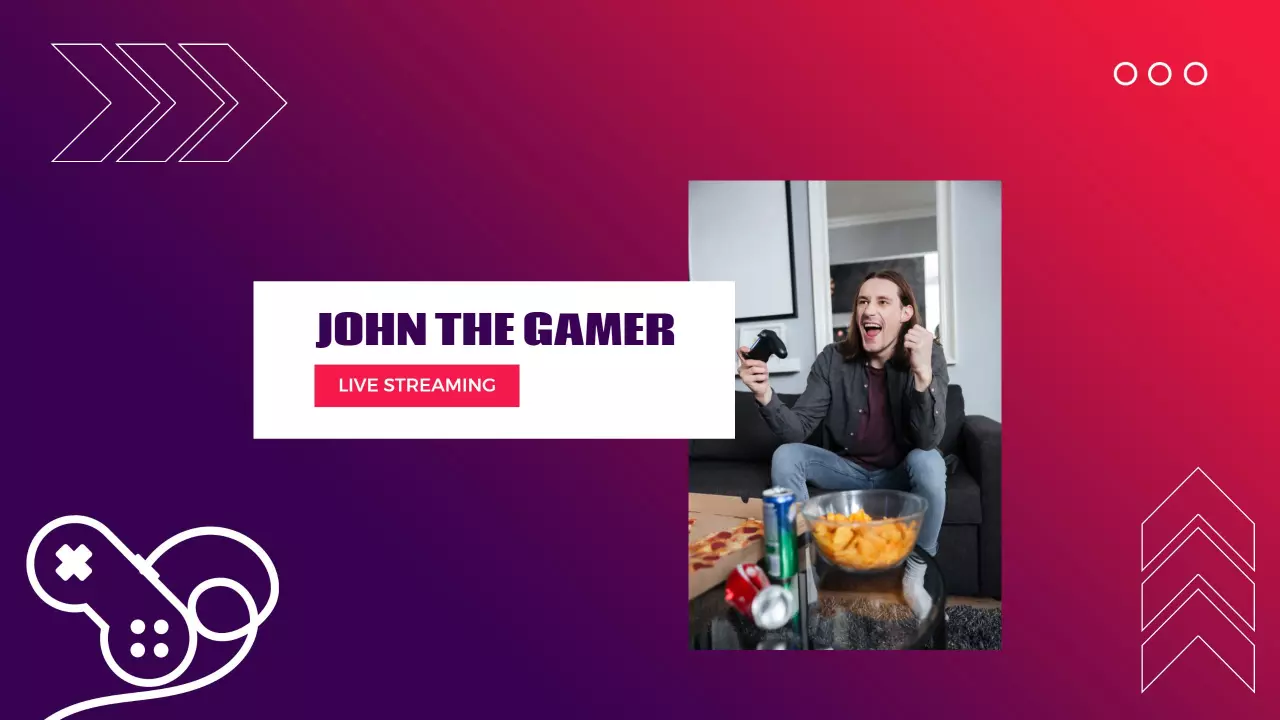 Energetic Live Streaming Setup with Game Elements Banner Template
