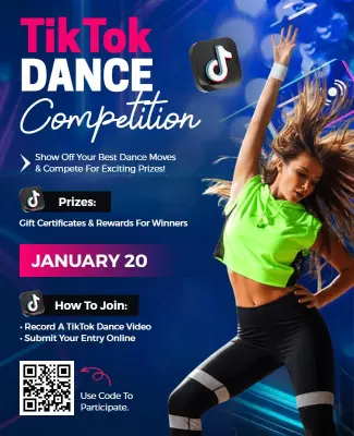Energetic Neon TikTok Dance Challenge Flyer Template