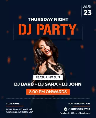 Energetic Nightclub DJ Party with Live Performers Poster Template