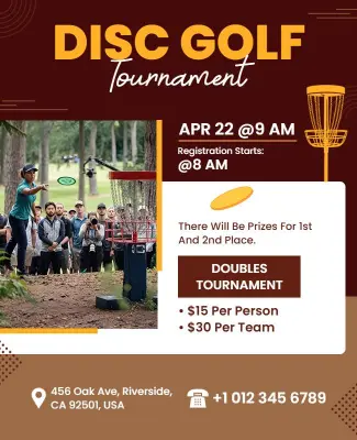 Energetic Outdoor Disc Golf Competition Flyer Template