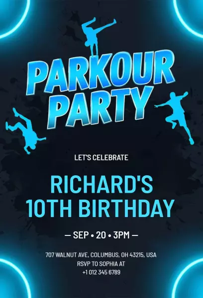 Energetic Parkour Theme Birthday Celebration Invitation Template