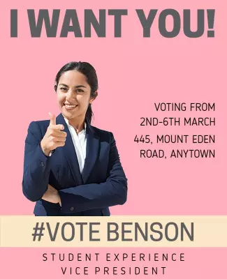 Energetic Pink Campaign Call for Vote Poster Template