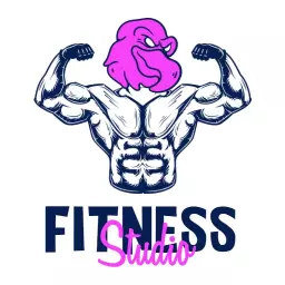 Energetic Pink Mascot Illustration for Fitness Studio Logo Template