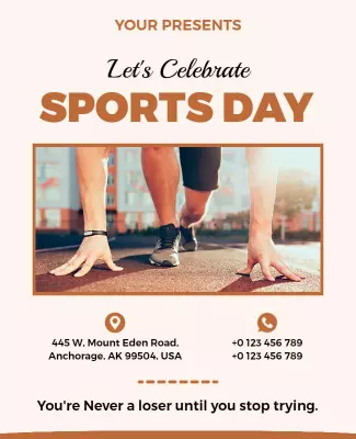 Energetic Pink Sports Day Celebration Poster Template