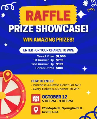 Energetic Prize Showcase Raffle Flyer Template