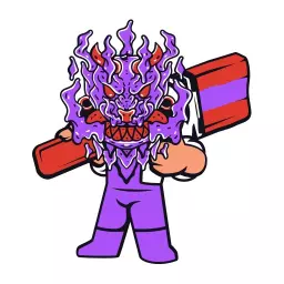 Energetic Purple Creature with Hammer Mascot Logo Template