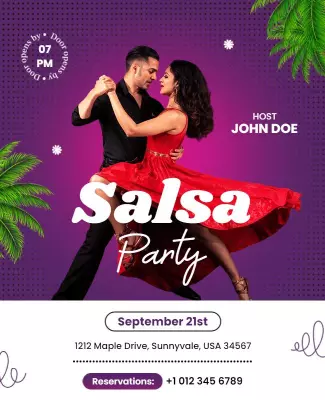 Energetic Salsa Dance Party Event Flyer Template