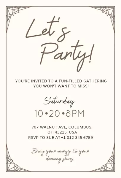 Energetic Social Gathering Fun Party Invitation Template