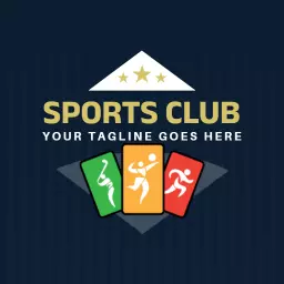 Energetic Sports Club Logo Featuring Dynamic Athletes Colors Logo Template