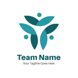 Energetic Teal Leaf Design Promoting Team Collaboration Logo Template
