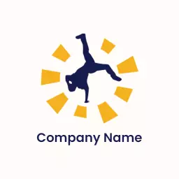 Energetic Yellow and Blue Breakdancing Moves Hip Hop Logo Template