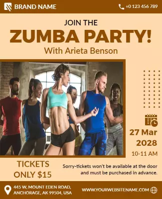 Energetic Zumba Dance Party Event Flyer Template