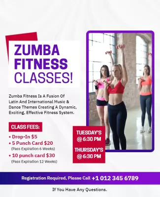 Energetic Zumba Fitness Class Schedule Poster Template