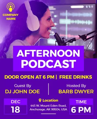 Engaging Afternoon Podcast Event Flyer Template