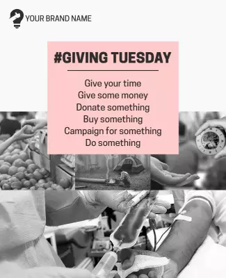 Engaging Black and Pink Giving Tuesday Charity Poster Template