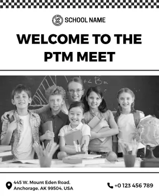 Engaging Black and White School PTM Meet Poster Template