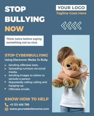 Engaging Blue Anti-Bullying Awareness Campaign Poster Template