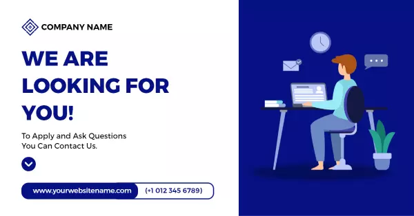 Engaging Blue Background with Professional Contact Scene Facebook Ad Template
