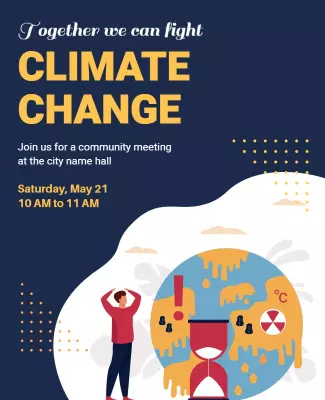Engaging Blue Climate Change Community Meeting Poster Template