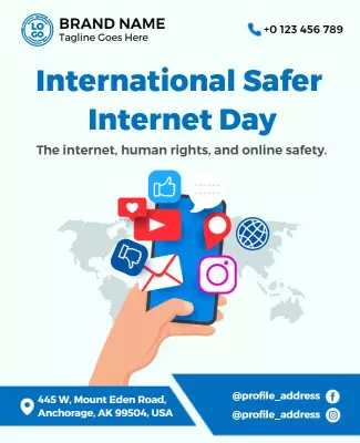 Engaging Blue Digital Safety Awareness Poster Template